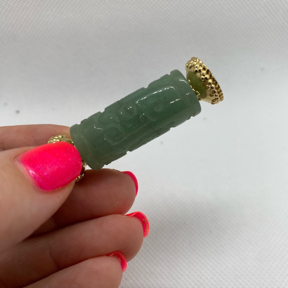 Rare Find! Jade Carved Centerpiece with Gold ClaraClasp ends